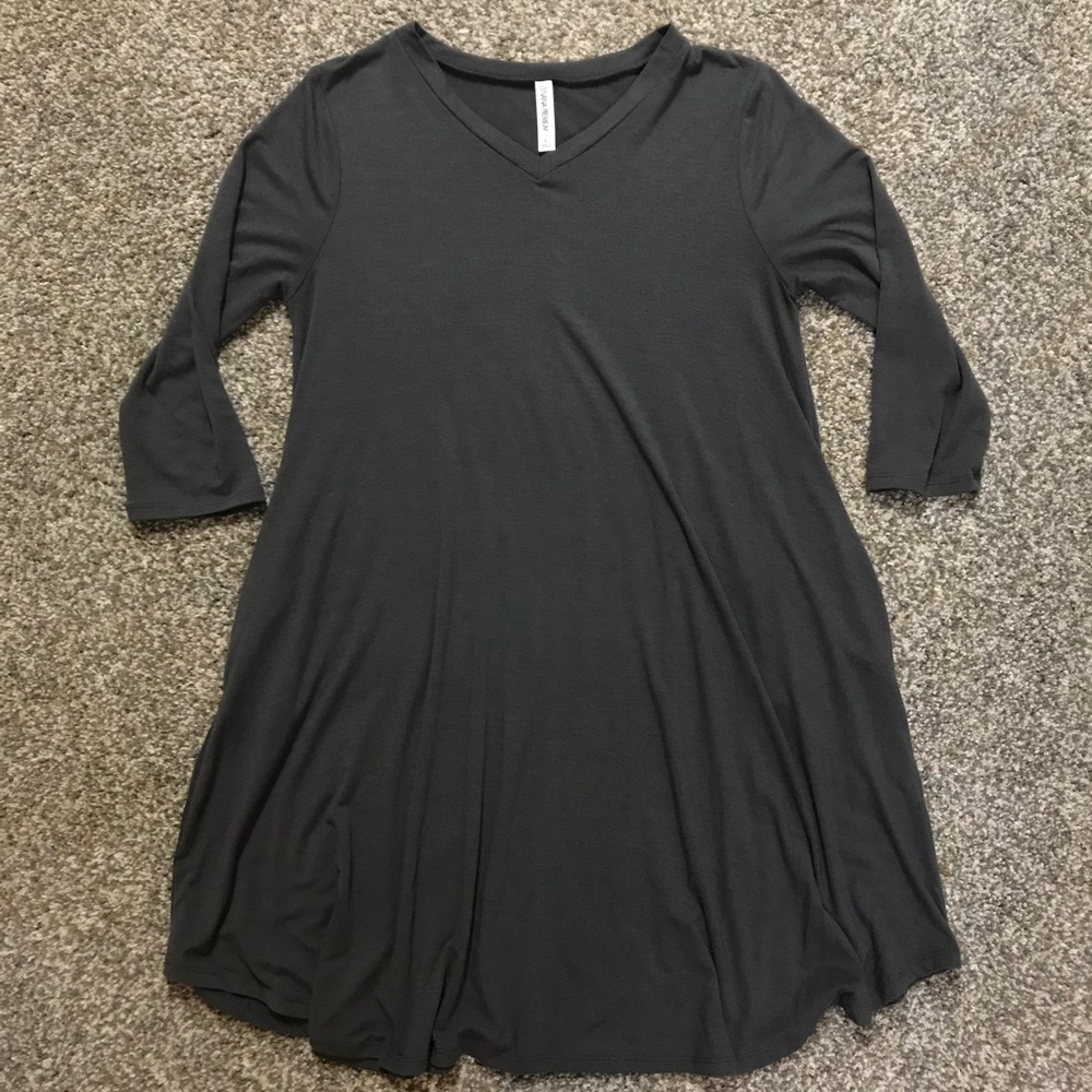 Soft stretchy dress, 3/4 sleeves, POCKETS!, large
